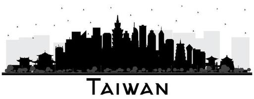 taiwan city skyline silhouette mit schwarzen gebäuden isoliert auf weiß. vektor