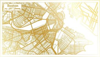 boston usa stadtplan im retro-stil in goldener farbe. Übersichtskarte. vektor