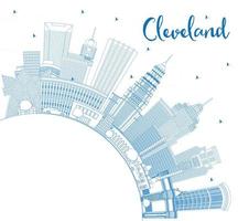 översikt cleveland ohio stad horisont med blå byggnader och kopia Plats. vektor