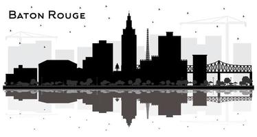 baton rouge louisiana city skyline silhouette mit schwarzen gebäuden und reflexionen isoliert auf weiß. vektor