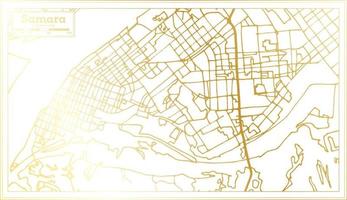 samara russland stadtplan im retro-stil in goldener farbe. Übersichtskarte. vektor