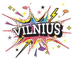 Vilnius Comic-Text im Pop-Art-Stil isoliert auf weißem Hintergrund. vektor