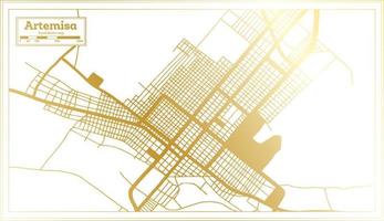 artemisa kuba stadtplan im retro-stil in goldener farbe. Übersichtskarte. vektor