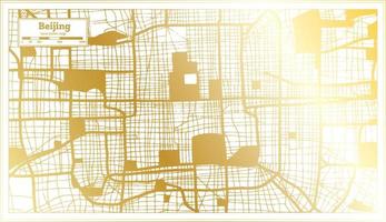 beijing Kina stad Karta i retro stil i gyllene Färg. översikt Karta. vektor