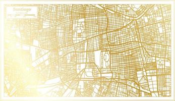 santiago chile stadtplan im retro-stil in goldener farbe. Übersichtskarte. vektor