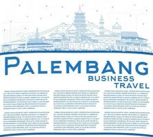 översikt palembang indonesien stad horisont med blå byggnader och kopia Plats. vektor
