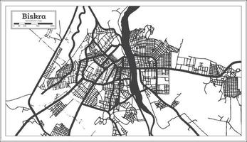 biskra algerien stadtplan im retro-stil in schwarz-weißer farbe. Übersichtskarte. vektor