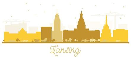 lansing Michigan stad horisont silhuett med gyllene byggnader isolerat på vit. vektor