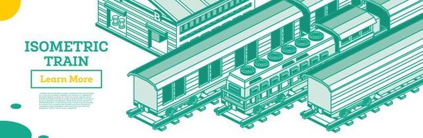 isometrisk tåg lokomotiv. översikt frakt tåg isolerat på vit. järnväg element. vektor