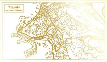 Triest Italien Stadtplan im Retro-Stil in goldener Farbe. Übersichtskarte. vektor