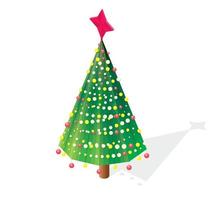 isometrischer weihnachtsbaum mit rotem stern. 3D-Symbol isoliert auf weiß vektor