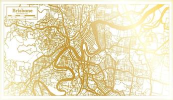 Brisbane Australien Stadtplan im Retro-Stil in goldener Farbe. Übersichtskarte. vektor