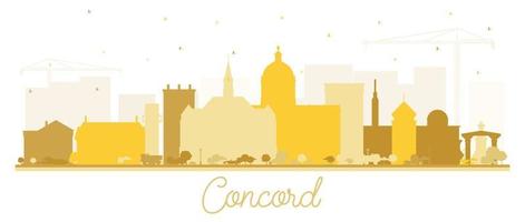 Concord New Hampshire City Skyline Silhouette mit goldenen Gebäuden isoliert auf weiß. vektor