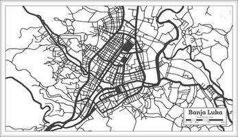 banja luka bosnien och herzegovina stad Karta i svart och vit Färg i retro stil isolerat på vit. vektor