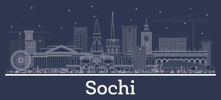 översikt sochi ryssland stad horisont med vit byggnader. vektor