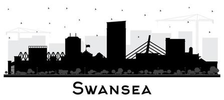 swansea wales city skyline silhouette mit schwarzen gebäuden isoliert auf weiß. vektor