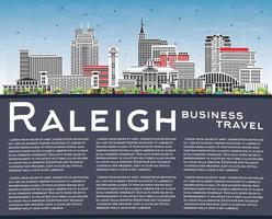 raleigh norr Carolina stad horisont med Färg byggnader, blå himmel och kopia Plats. vektor