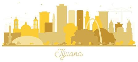 tijuana mexiko city skyline silhouette mit goldenen gebäuden isoliert auf weiß. vektor