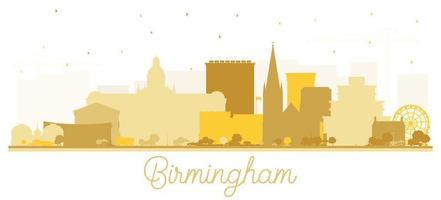 birmingham uk city skyline silhouette mit goldenen gebäuden isoliert auf weiß. vektor