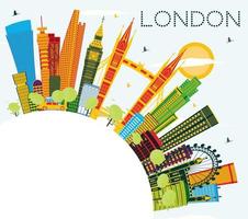 london england city skyline mit farbigen gebäuden, blauem himmel und kopierraum. vektor