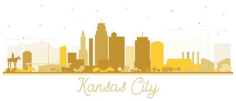 kansas city missouri skyline silhouette mit goldenen gebäuden isoliert auf weiß. vektor