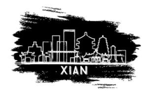 xian china stadt skyline silhouette. handgezeichnete Skizze. vektor