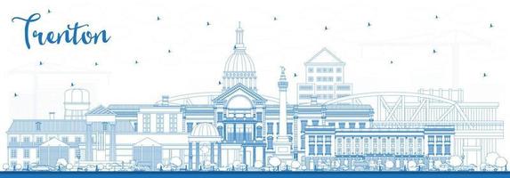 översikt trenton ny jersey stad horisont med blå byggnader. vektor
