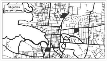 st. johns antigua och barbuda stad Karta i svart och vit Färg i retro stil isolerat på vit. vektor