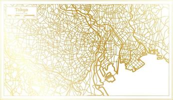 tokyo japan stadtplan im retro-stil in goldener farbe. Übersichtskarte. vektor