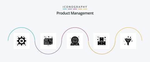 produkt förvaltning glyf 5 ikon packa Inklusive industri. låda. miljö. samspel. grundläggande vektor
