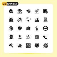 Stock Vector Icon Pack mit 25 Linienzeichen und Symbolen für Art Compass Fast Food Brower Speaker editierbare Vektordesign-Elemente