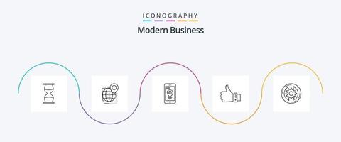 Modern Business Line 5 Icon Pack inklusive Business. Smartphone. global. Zeiger. Navigation vektor