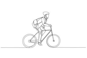 affärsman rridning cykel till kontor begrepp av cykel till arbete eco vänlig transport. ett linje konst stil vektor