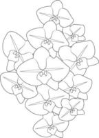 einfache Blumenmalseiten, nahtloses Vektorblumenmuster. Vektorillustration eines botanischen Hintergrunds einer schönen Orchideenblume vektor