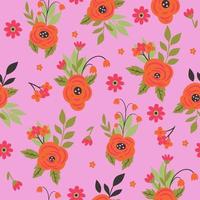 nahtloses Muster mit Blumen auf einem rosa Hintergrund. Vektorgrafiken. vektor