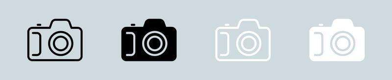 kamera ikon uppsättning i svart och vit. foto tecken vektor illustration.