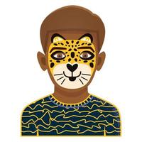 ansikte målning ikon med pojke med leopard målning. vektor
