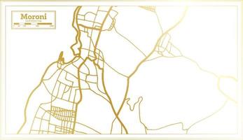 moroni komoren stadtplan im retro-stil in goldener farbe. Übersichtskarte. vektor