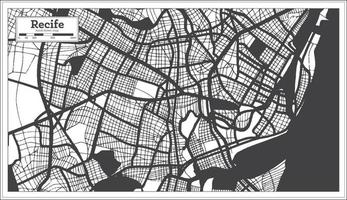 recife brasilien stadtplan in schwarz-weißer farbe im retro-stil. Übersichtskarte. vektor