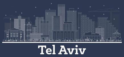 översikt tel aviv Israel stad horisont med vit byggnader. vektor