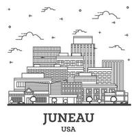 översikt juneau alaska USA stad horisont med modern byggnader isolerat på vit. vektor