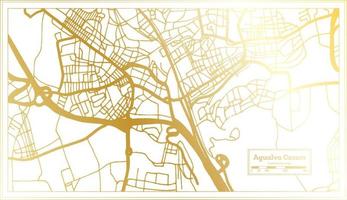 agualva cacem portugal stadtplan im retro-stil in goldener farbe. Übersichtskarte. vektor