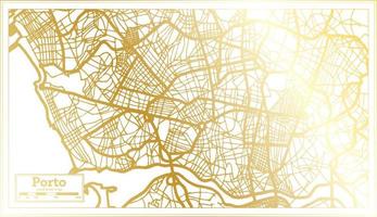 porto portugal stadtplan im retro-stil in goldener farbe. Übersichtskarte. vektor