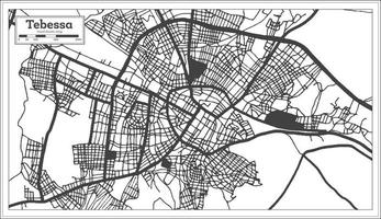 tebessa algerien stadtplan im retro-stil in schwarz-weißer farbe. Übersichtskarte. vektor