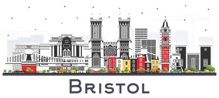 bristol uk city skyline mit farbigen gebäuden isoliert auf weiß. vektor