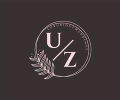 uz initialer brev bröllop monogram logotyper mall, hand dragen modern minimalistisk och blommig mallar för inbjudan kort, spara de datum, elegant identitet. vektor