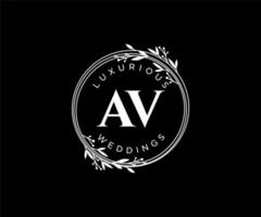 av initialen brief hochzeit monogramm logos vorlage, handgezeichnete moderne minimalistische und florale vorlagen für einladungskarten, datum speichern, elegante identität. vektor