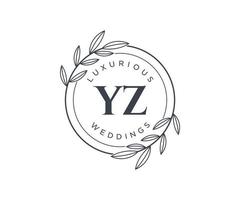 yz Initialen Brief Hochzeit Monogramm Logos Vorlage, handgezeichnete moderne minimalistische und florale Vorlagen für Einladungskarten, Datum speichern, elegante Identität. vektor