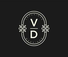 vd initialen brief hochzeitsmonogramm logos vorlage, handgezeichnete moderne minimalistische und florale vorlagen für einladungskarten, datum speichern, elegante identität. vektor