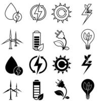 förnybar energi vektor ikon uppsättning. grön energi illustration tecken samling. återvinna symbol.